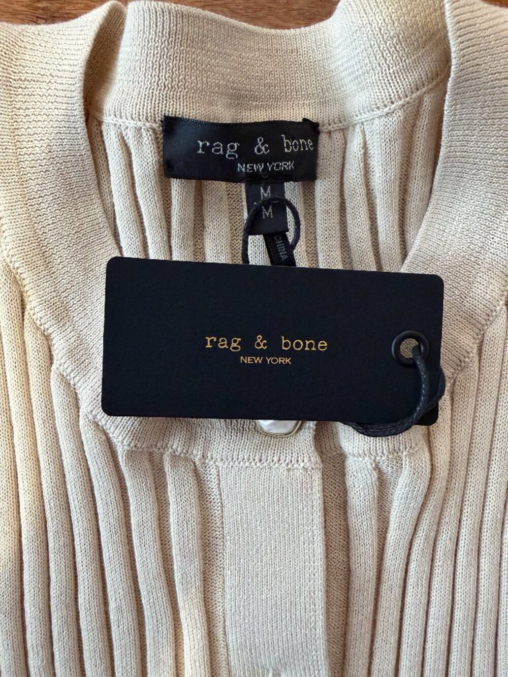 NWT Rag & Bone "Stacey" Rib-Knit Short Sleeve Cardigan, Size M